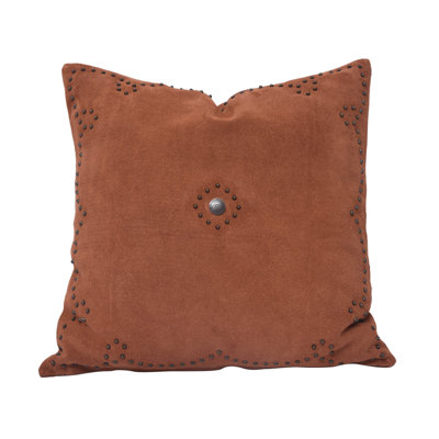 Coussin décoratif en suède Western rustique clouté 20 po x 20 po Western