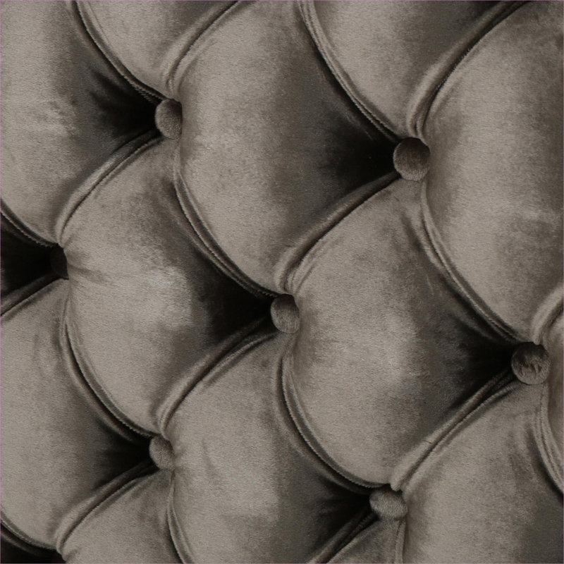 Tête de lit rectangulaire capitonnée à boutons, bois massif réglable en velours gris classique pour grand lit et chambre double