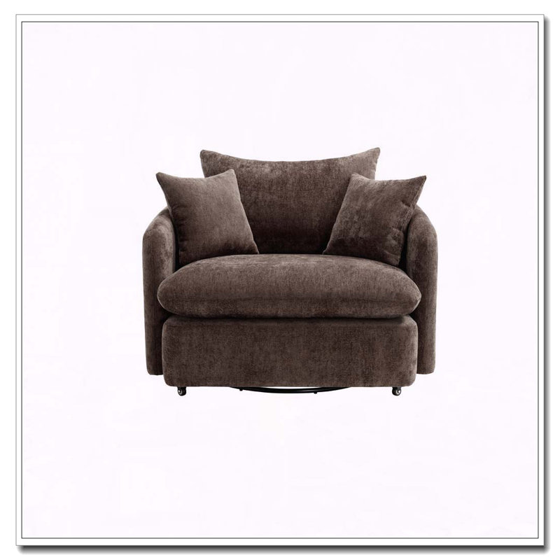 Coussin de fauteuil pivotant sur 360 ° avec 3 coussins, Ne s’applique pas, Brun-1