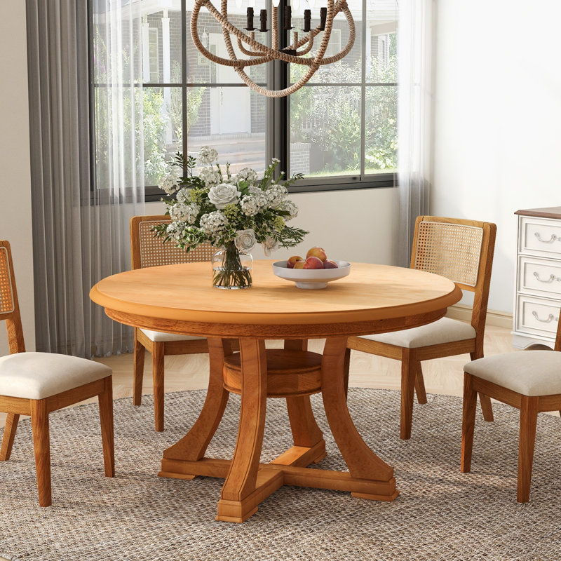 Ensemble de salle à manger extensible avec plateau en bois massif de style français, 5