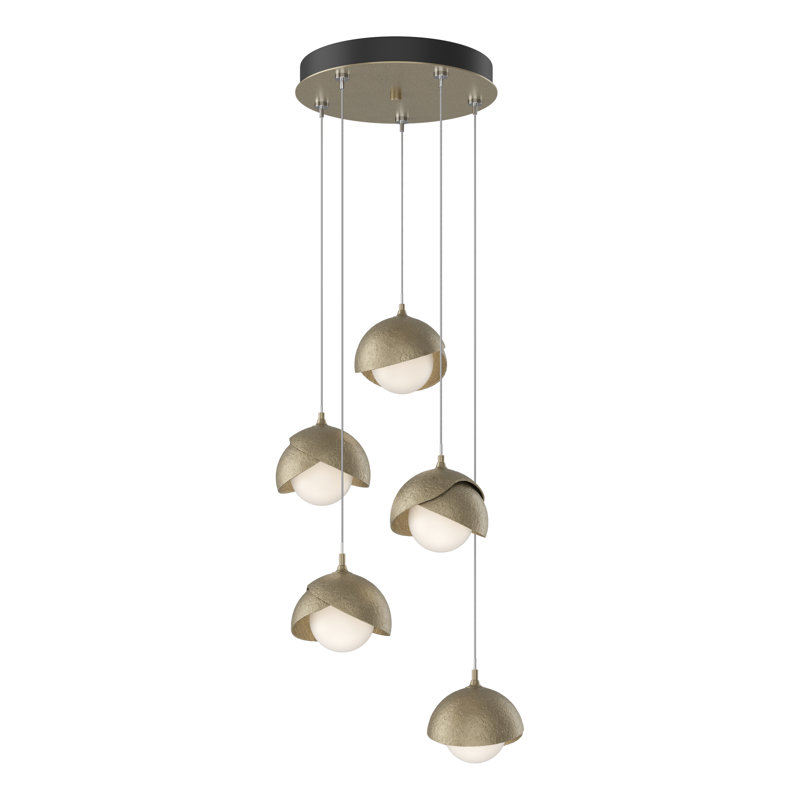 Brooklyn 5 - Light Cluster Geometric Pendant, Soft Gold, Bronze, Standard: 15" to 80"