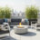 Table classique pour foyer d'extérieur rond en béton au propane H 11 po x l 30 po 50000BTU
