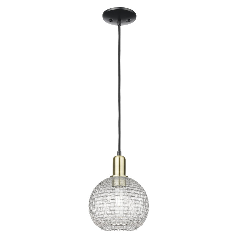 Arcadia - Athènes - Mini luminaire suspendu 1 lumière, H 7 po x l 8 po x P 8 po, Laiton antique noir