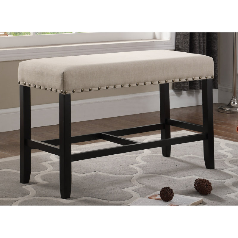 Banc de salle à manger à hauteur de comptoir brun clair, matériau en mélange, l 41 po x H 25,5 po, P 16,5 po, P 16,5 po, mélange, repose-pieds