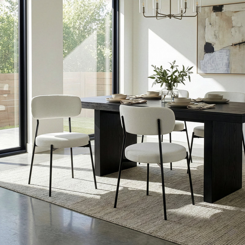 Keriana 15.75'' H Upholstered Metal Side Chair, White, Black