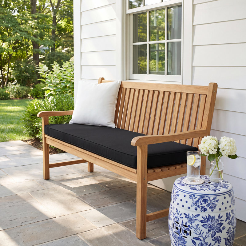 Tonya Ottley Indoor/Outdoor SunbBench Cushion, 45" W x 18" D, Canvas Black Sunbrella® Canvas