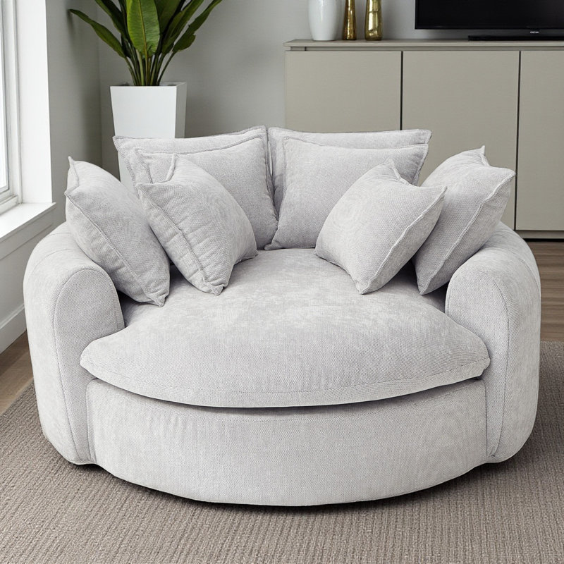 Fauteuil demi-tonneau rembourré, Gris clair