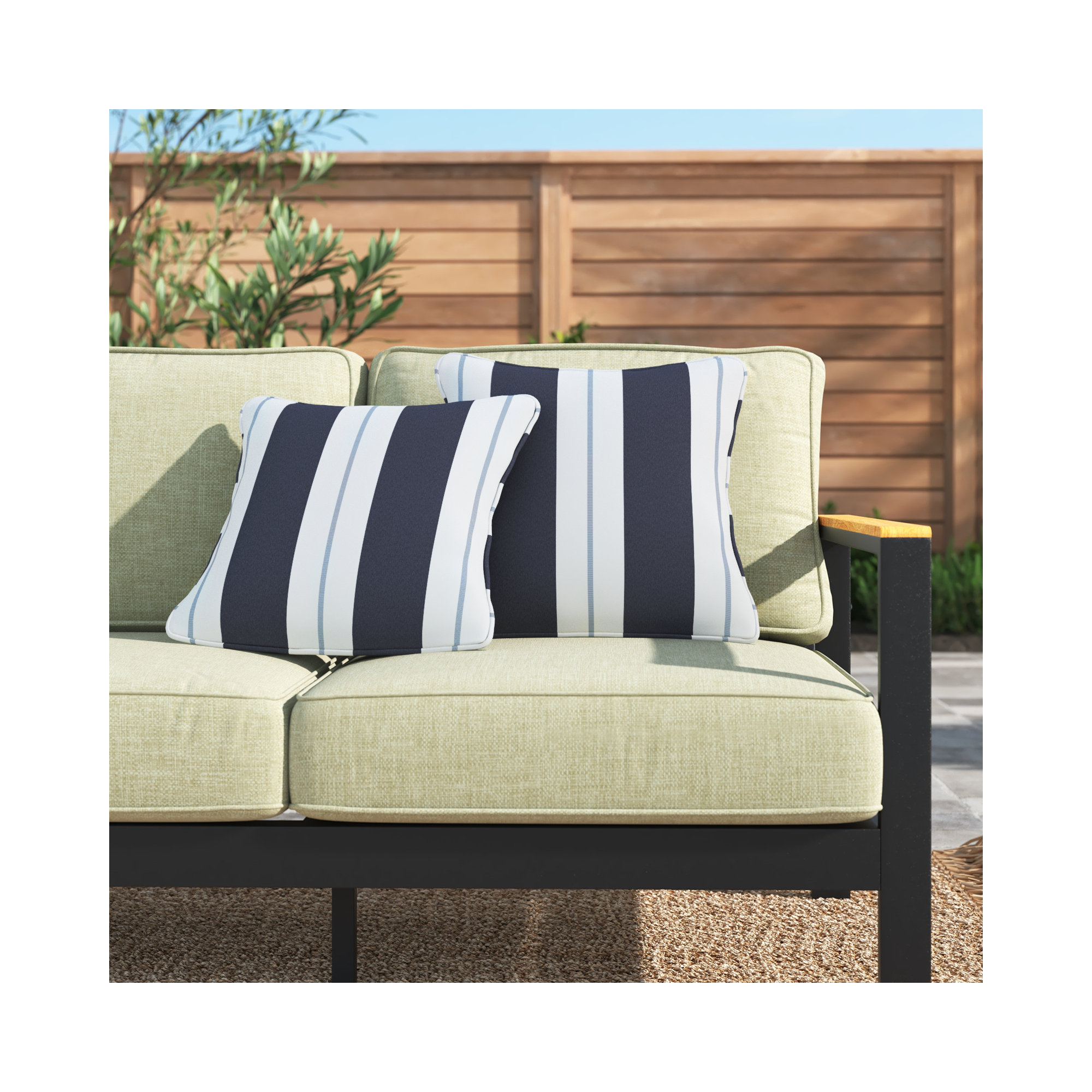 Giule Striped Sunbrella® Indoor/Outdoor Throw Pillow, 20" H x 20" W, Blue