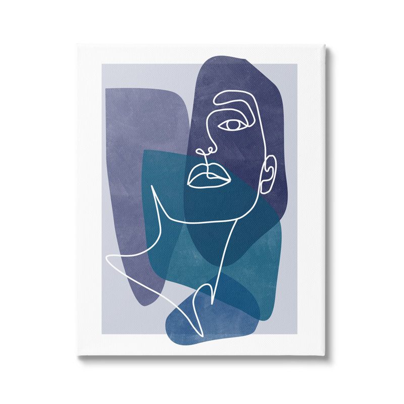 «Modern Line Doodle Face», formes audacieuses et abstraites par Birch & Ink, L 16 po x H 20 po, Toile tendue