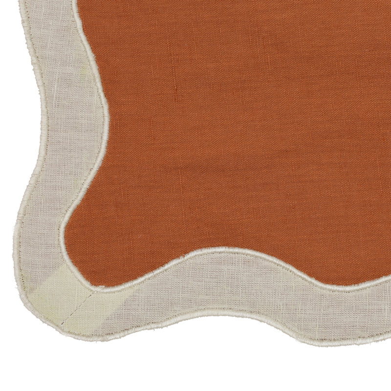 Couverture de challah ondulée en coton/lin biologique couleur crème sur rouille