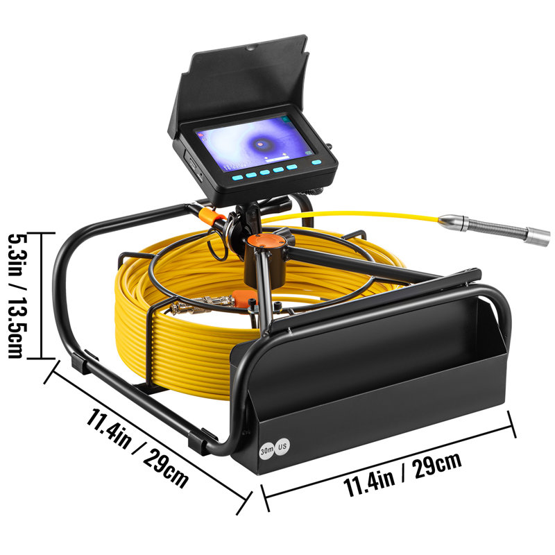 VEVOR Sewer Camera, 98.4 ft/30 m, 4.3" Pipe Drain Inspection Camera with DVR Function