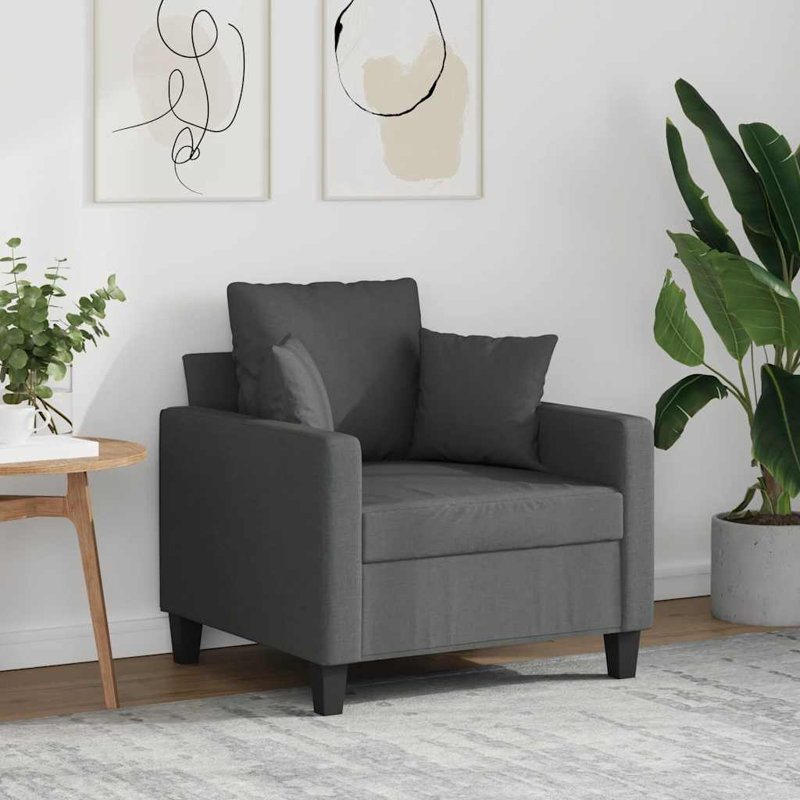 Canapé rembourré 30,7 po Anderjack, Polyester 100 % gris foncé