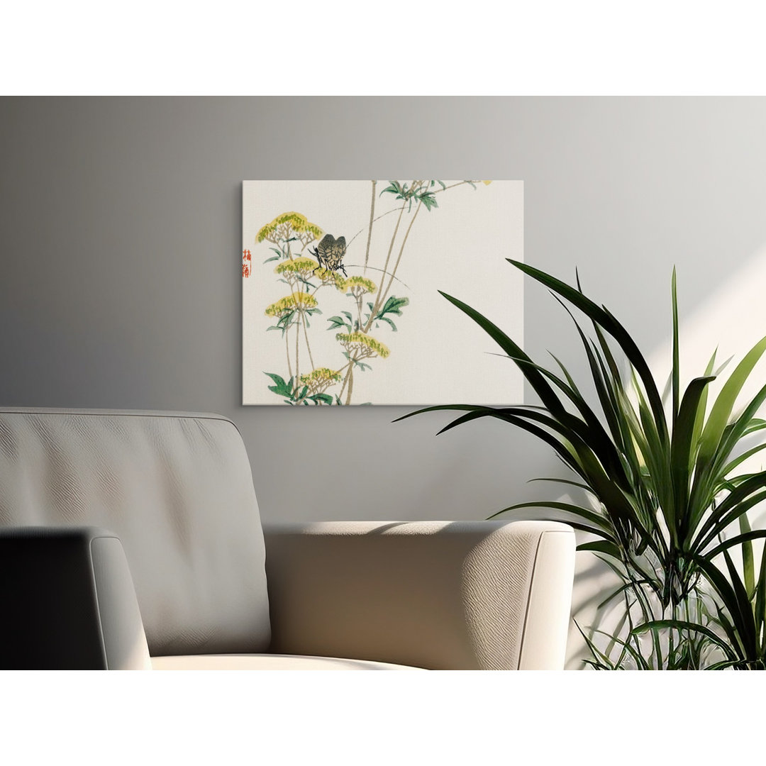 Serene Asian Butterfly Botanical Canvas Print
