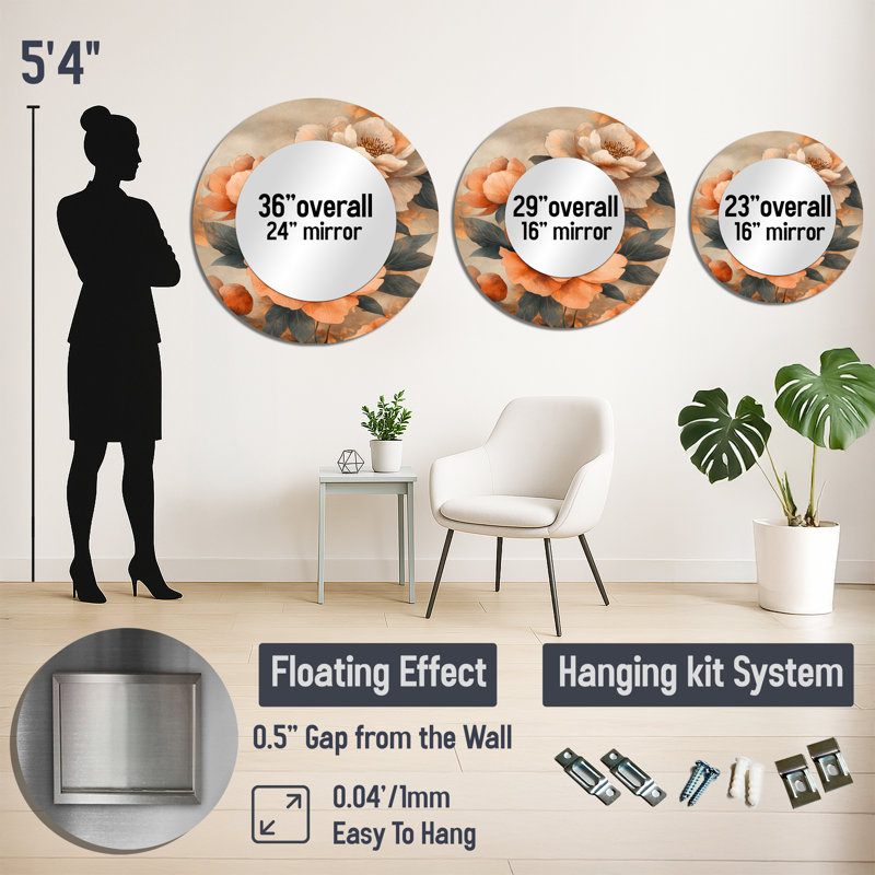 Peonies Autumn Blooms Serenade I - Floral Mirror Wall Decor - Printed On Metal, 23" x 23"