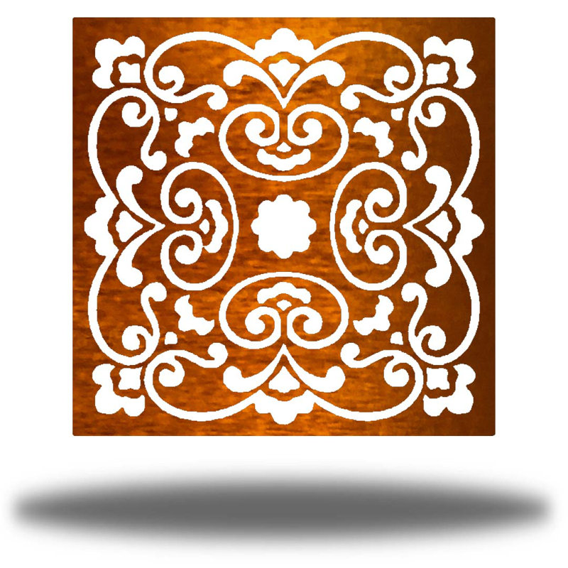 Traditional Plants & Flowers Wall Decor on Metal, Light Brown, 36" H x 36" W x 0.06" D