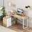 54'' W Reversible L-Shaped Desk with Computer Monitor Riser Stand-470586825