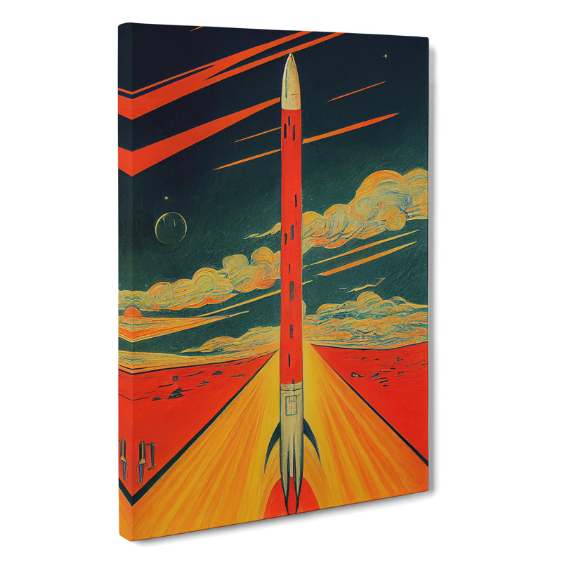 Spaceship Rocket Vintage No.1 - Wrapped Canvas, 50cm H x 35cm W x 3cm D