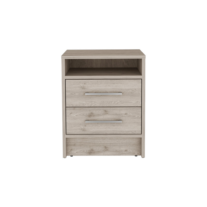 Nightstand Cartiz, Two Drawers, Light Gray Finish, Light Gray