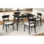 Ensemble de salle à manger 5 pièces, structure en bois d'hévéa, une table et 4 chaises rembourrées-863932164