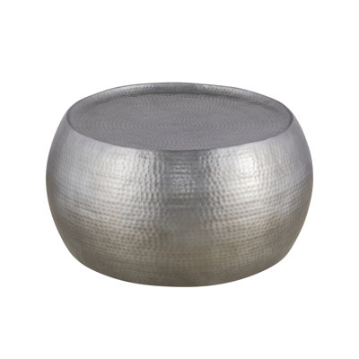 CT501 Modern Contemporary Round Aluminum Material 32" Coffee Table, Farmhouse Table With Glossy Hand Hammered Design Antique Silver      Same Asg150108433  (NJ Inventory)