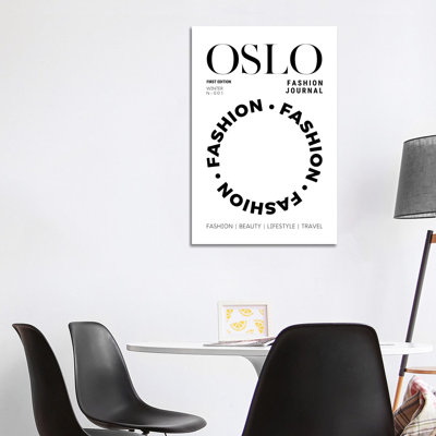 Oslo Fashion Journal Magazine Cover In Black And White by Design Harvest - Wrapped Canvas Print
