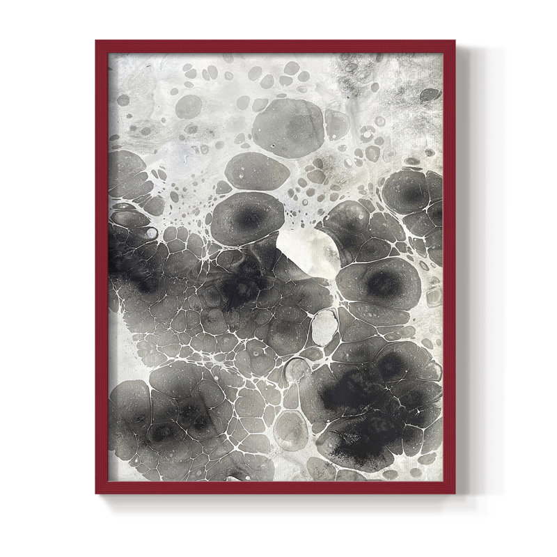 Marbling X Framed Print - Solid Wood, H 21 po x l 17 po, Rouge