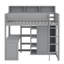 Lit mezzanine en bois avec plusieurs tablettes de rangement et garde-robe-1237486768