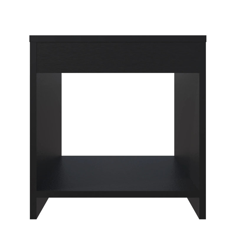 Table de chevet noire avec rangement ouvert pour l'intérieur de la chambre à coucher: améliore l'ambiance moderne avec rangement: finition, surface de nettoyage facile