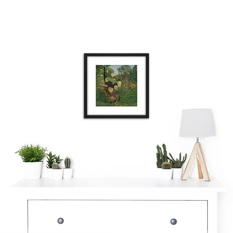 Fight Between A Tiger And A Buffalo 1908 by Rosseau - Single Picture Frame Painting