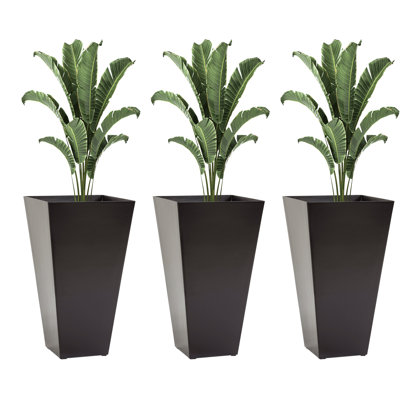 Ensemble de 3 grands pots de fleurs avec trous de drainage pour usage intérieur et extérieur