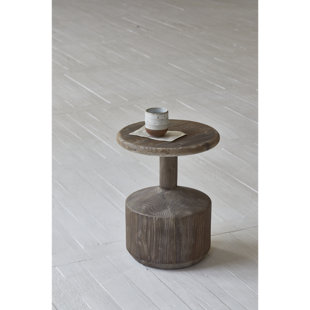 Solid Wood Pedestal End Table