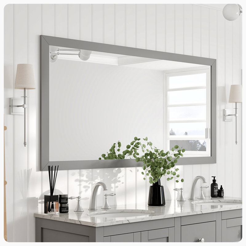 Azaira Rectangle Mirror, Gray, 30" H x 60" W