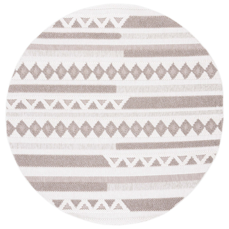 Lotus Geometric Indoor/Outdoor Rug, Round 6'7"