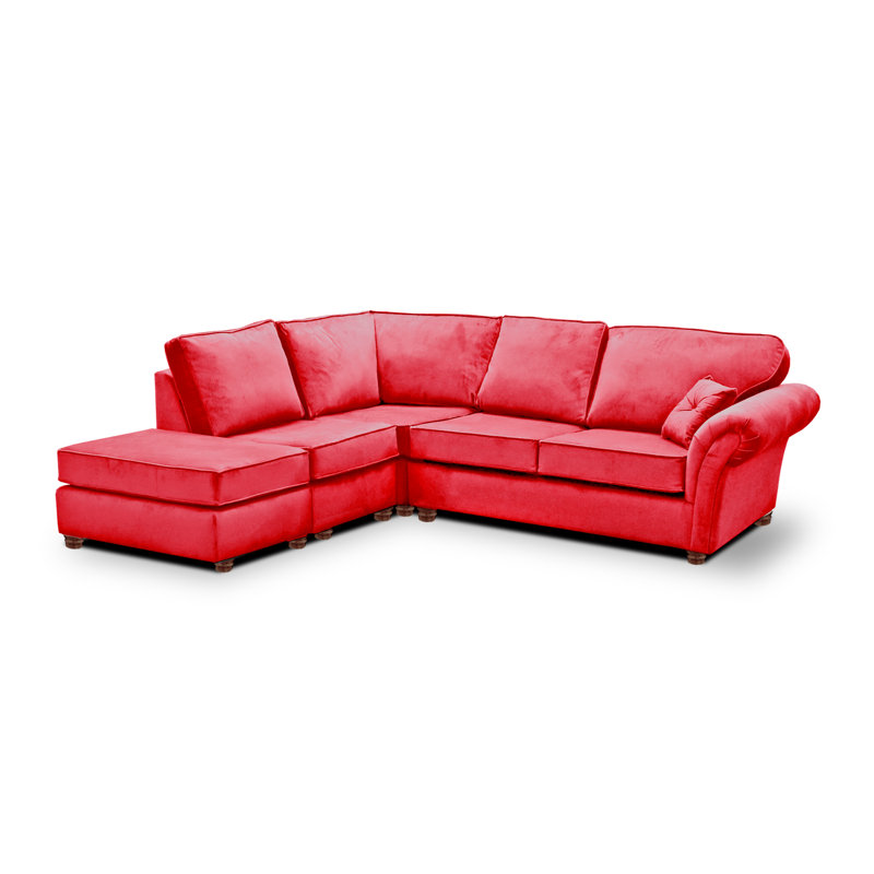Lila 5 Seater Velvet Corner Sofa , Olive, Left Hand Facing