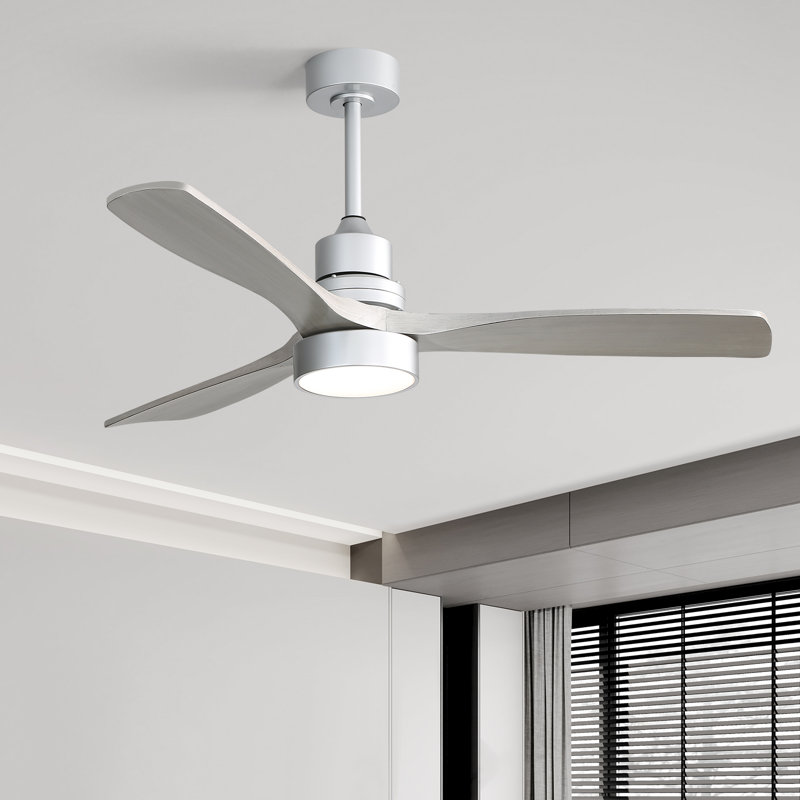 Nicola 52'' 3 - Blade Modern Ceiling Fan with Remote Control and Light Kit, Silver/Gray