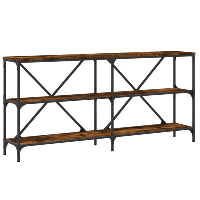 Borough Wharf Console Table Engineered Wood And Iron, Smoked Oak, 75cm H x 160cm W x 30cm D