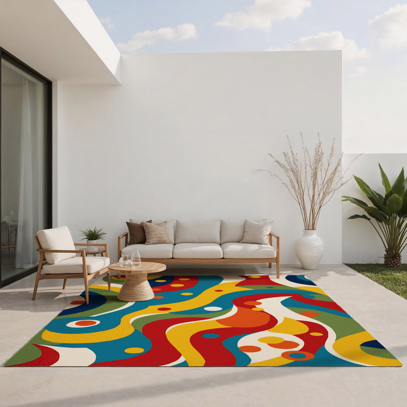Tapis intérieur et extérieur Jazzy Wiggle, Rectangle 5 pi x 7 pi