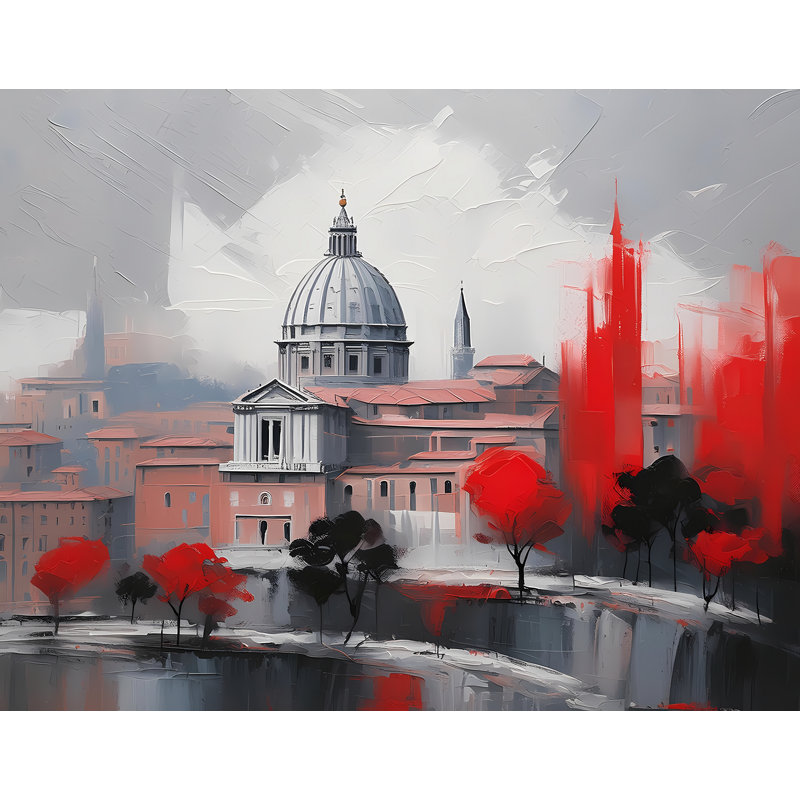 Rome In Crimson, 24" H x 32" W