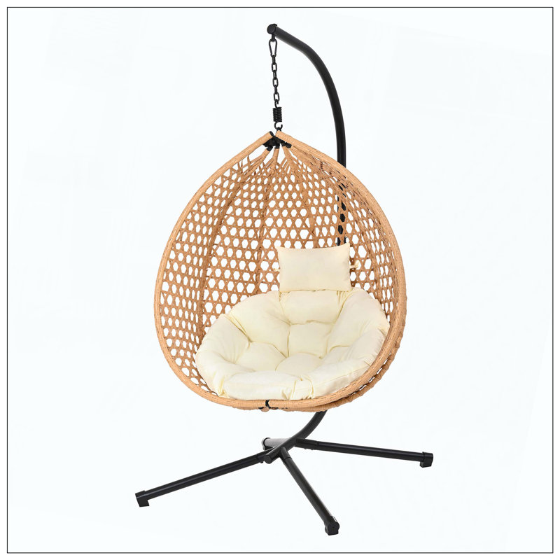Coussin amovible et robuste pour hamac en rotin robuste, Beige