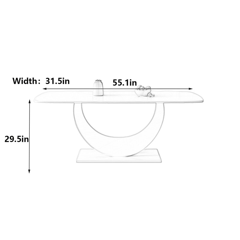 Creamy White Rectangular Rock Table, 29.5"H x 55.1"L x 31.5"W