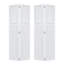 Double 2 panneaux bi-pliables 80 po x 48 po Porte de grange coulissante en panneau de fibres à densité moyenne noyer blanc avec ensemble de quincaillerie-130917809-130917824