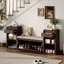 Banc de rangement tout-en-un avec coussin, compartiments, tiroirs et tablettes ouvertes, banc de rangement-619570206