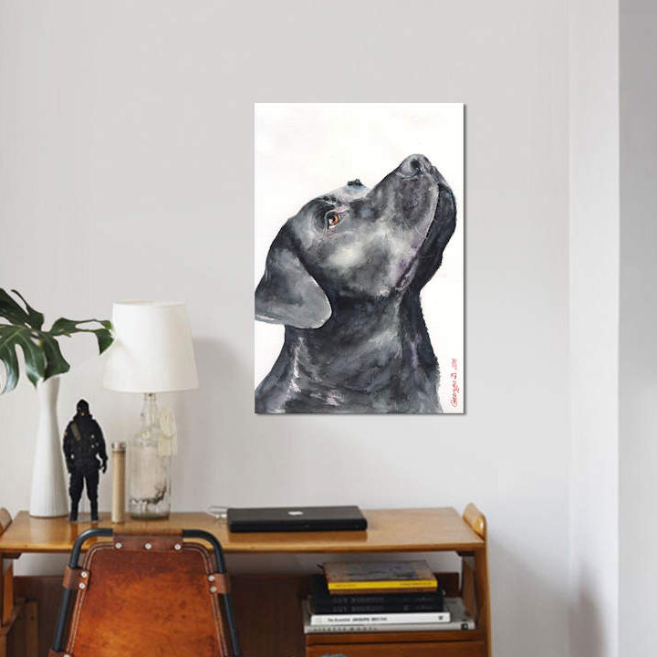 «Black Labrador» par George Dyachenko - impression sur toile tendue, H 26 po x l 18 po x P 1,5 po, Toile tendue, Pas de tapis