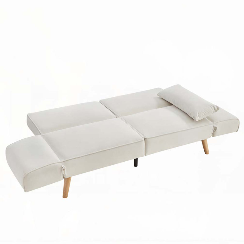 Futon canapé-lit avec accoudoirs réglables, réglable, Beige