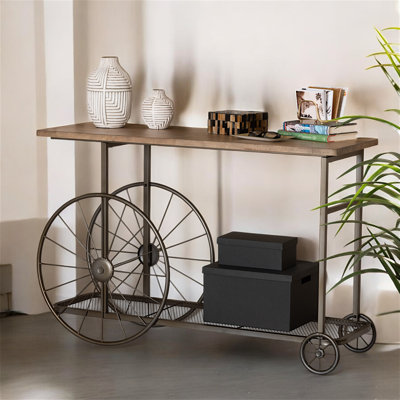 Console à 1 tablette avec roulettes en métal noir H 29,76 po x l 48,3 po x P 15,37 po Holden