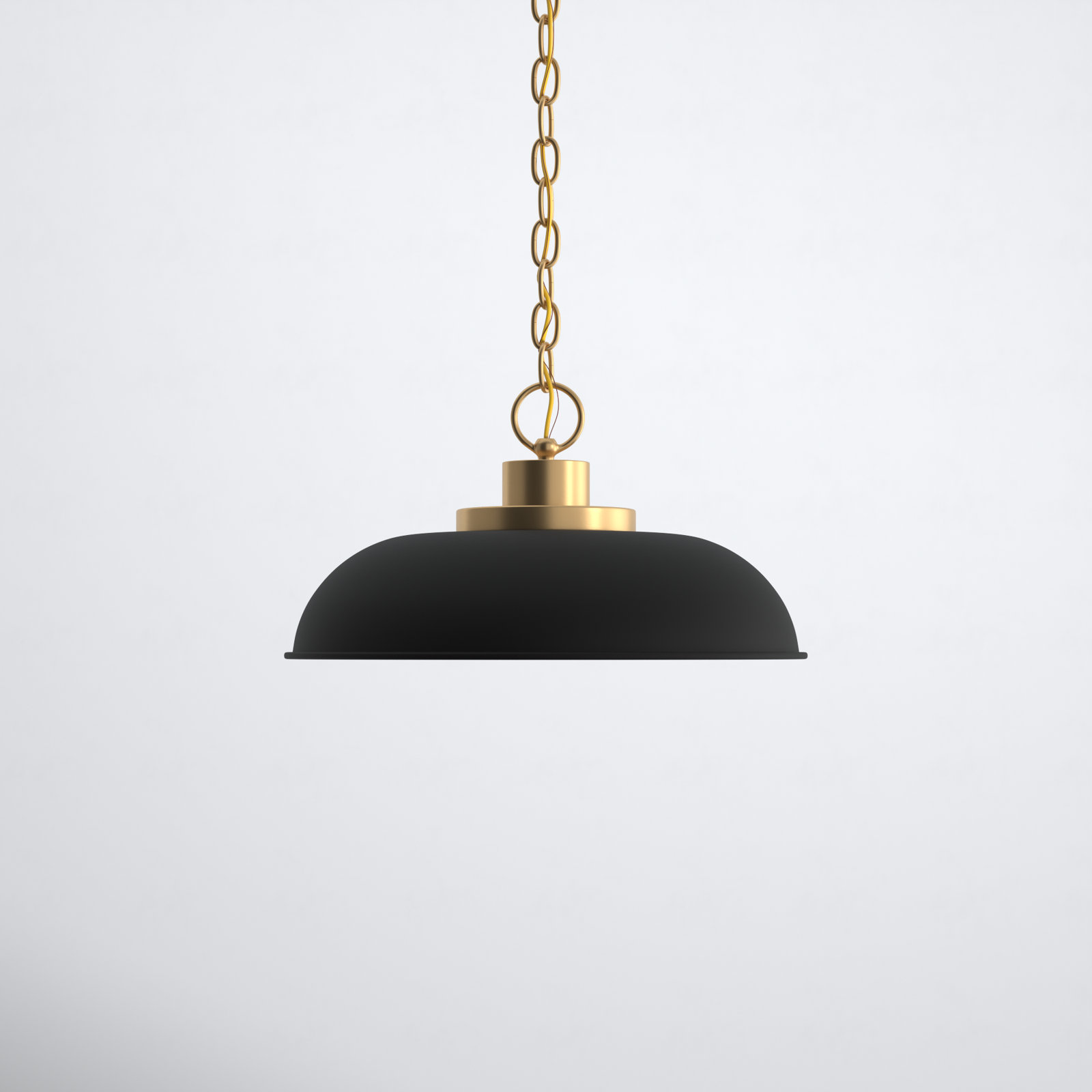 Eddy 1 - Light Single Dome Pendant, 8" H x 15" W x 15" D, Matte Black/Burnished Brass