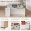 Bureau de réception moderne avec panneau d'intimité et éclairage DEL décoratif - blanc et grain de bois avec accents orange brûlé-636532447
