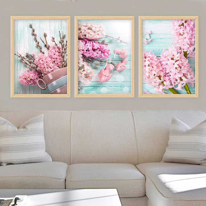Ensemble de 3 peintures élégantes encadrées décoratives, 13,8 x 17,7 pouces chacune | 100% bois avec cadre 100% polystyrène (épaisseur: 0,8 pouce) | Impression numérique UV, parfaite pour le salon et la décoration intérieure