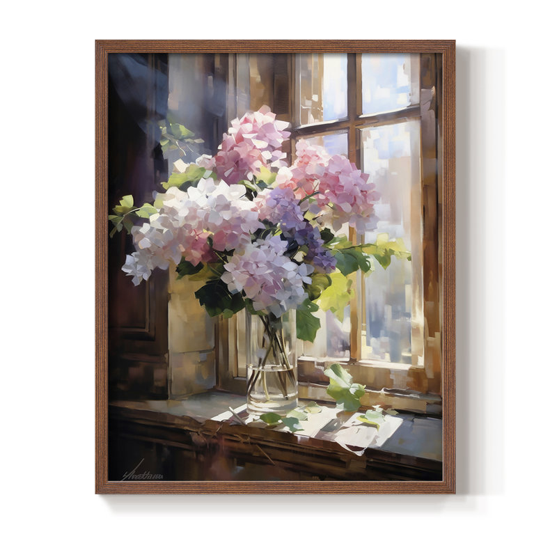 Reproduction encadrée FLORAL Series DCCLxxxiv - bois massif, H 11 po x l 9 po, Noyer