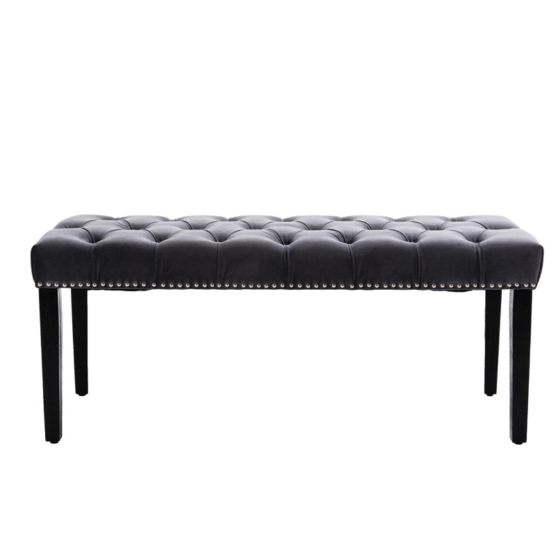 Dark Gray Velvet Upholstered Dining Bench, 44.82" Product Depth, Style, Easy Assembly For Home Decor In Room, Hallway Entryway